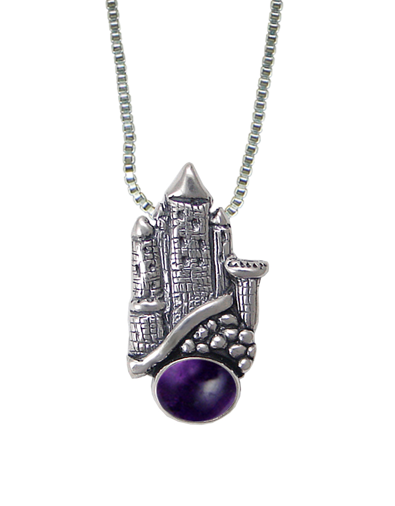 Sterling Silver Castle Pendant With the Clouds And Amethyst